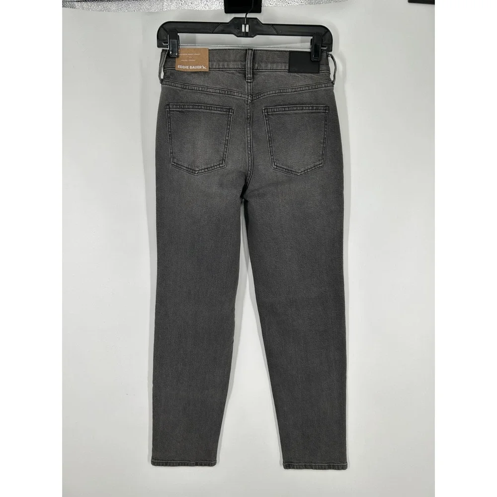 Eddie Bauer Authentic Perfect Straight Leg Jeans Womens 2 Washed Black High Rise